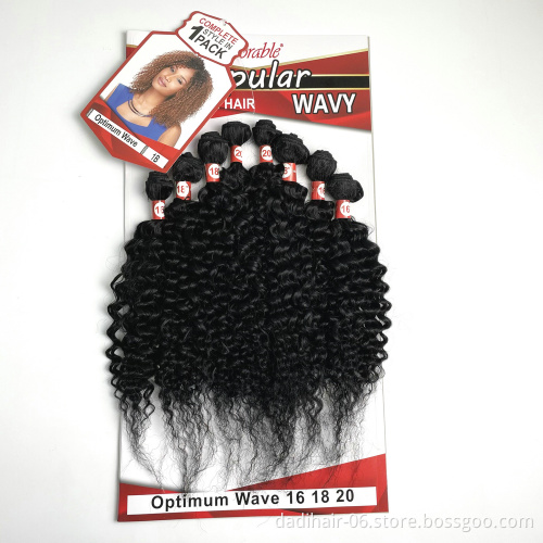 Adorable synthetic hair mix human hair , water wavec curly blend hair extension 8 bundles in a pack